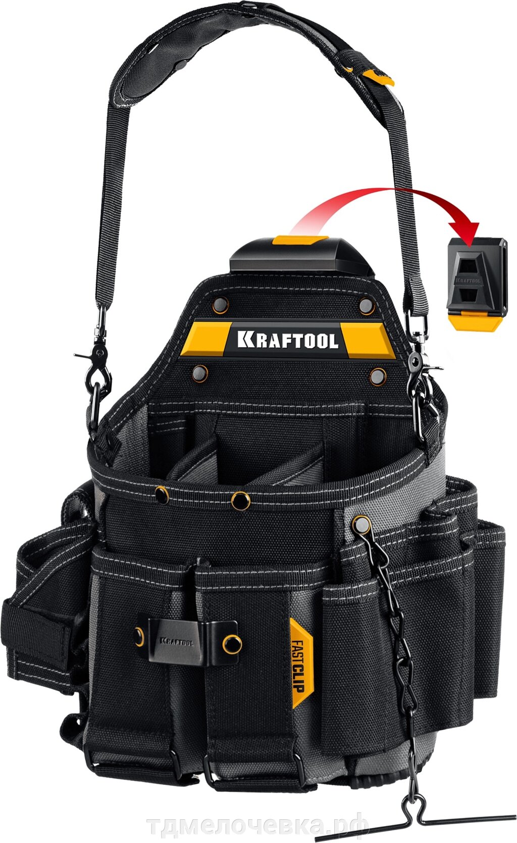 KRAFTOOL KPB-23 с быстросъёмным креплением FastClip, плечевой ремень, 23 кармана и петли, 290 х 310 мм, поясная сумка от компании ТД МЕЛОЧевка (товары для дома от метизов до картриджей) - фото 1