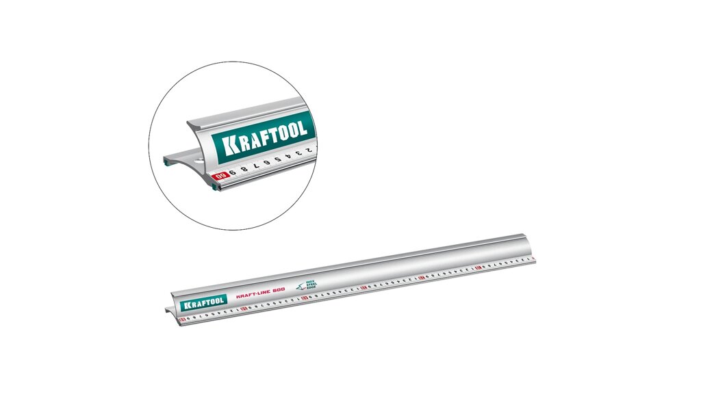 KRAFTOOL KRAFT-LINE, 0.6 м, усиленная алюминиевая линейка со стальной направляющей (34275-60) от компании ТД МЕЛОЧевка (товары для дома от метизов до картриджей) - фото 1