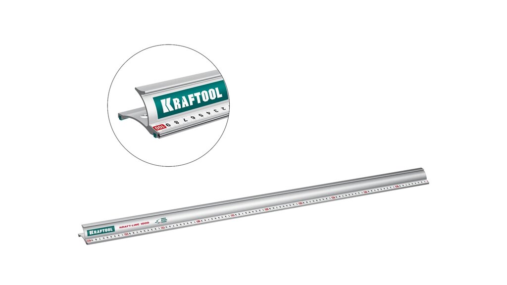 KRAFTOOL KRAFT-LINE, 1.0 м, усиленная алюминиевая линейка со стальной направляющей (34275-100) от компании ТД МЕЛОЧевка (товары для дома от метизов до картриджей) - фото 1