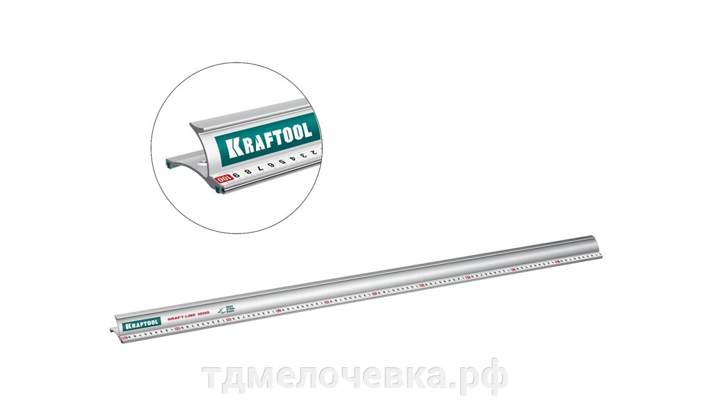 KRAFTOOL KRAFT-LINE, 1.0 м, усиленная алюминиевая линейка со стальной направляющей (34275-100) от компании ТД МЕЛОЧевка (товары для дома от метизов до картриджей) - фото 1