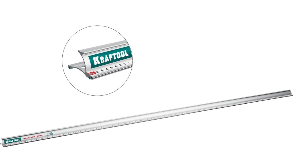KRAFTOOL KRAFT-LINE, 2.0 м, усиленная алюминиевая линейка со стальной направляющей (34275-200) от компании ТД МЕЛОЧевка (товары для дома от метизов до картриджей) - фото 1