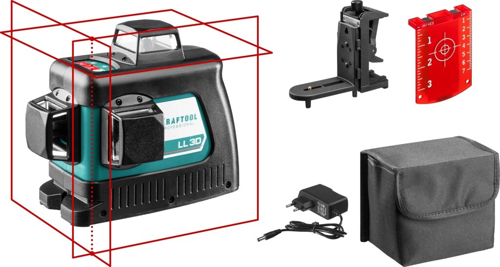 KRAFTOOL LL 3D #2 нивелир лазерный с держателем ВМ1, в коробке от компании ТД МЕЛОЧевка (товары для дома от метизов до картриджей) - фото 1