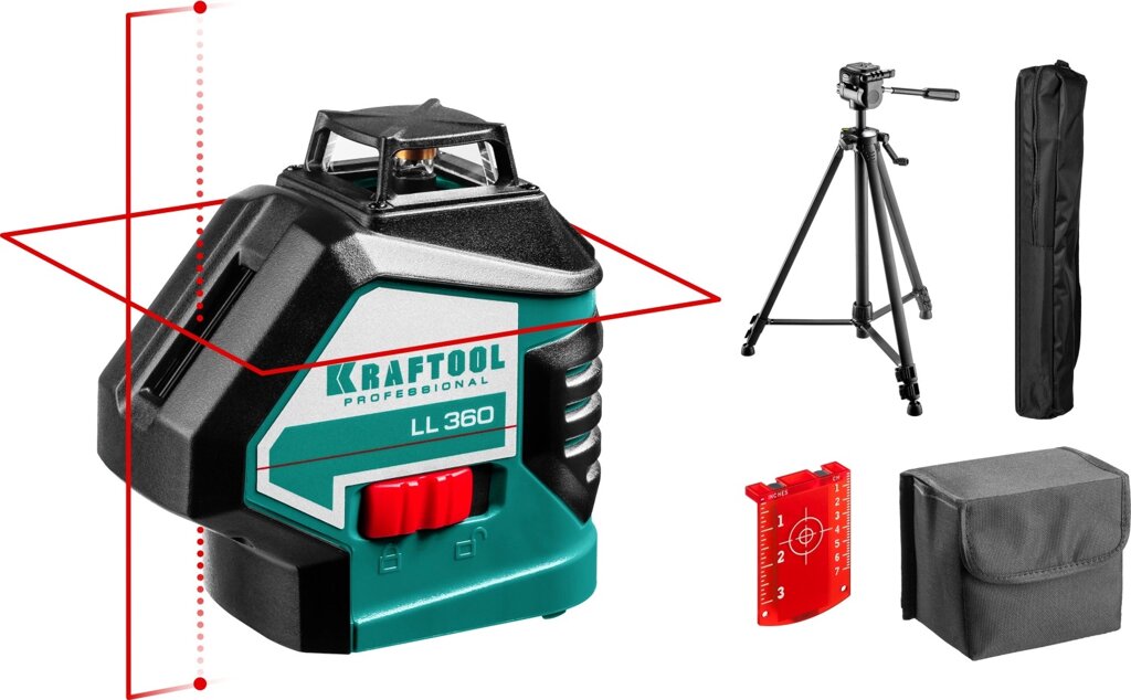 KRAFTOOL LL360 #3 нивелир лазерный, 2х360° , 20м/70м, IP54, точн. +/-0,2 мм/м, штатив, в коробке от компании ТД МЕЛОЧевка (товары для дома от метизов до картриджей) - фото 1