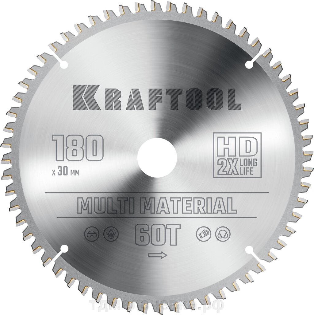 KRAFTOOL Multi Material, 180 х 30 мм, 60Т, пильный диск по алюминию (36953-180-30) от компании ТД МЕЛОЧевка (товары для дома от метизов до картриджей) - фото 1