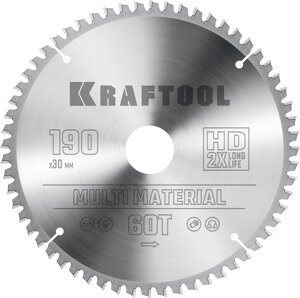 KRAFTOOL Multi Material, 190 х 30 мм, 60Т, пильный диск по алюминию (36953-190-30)