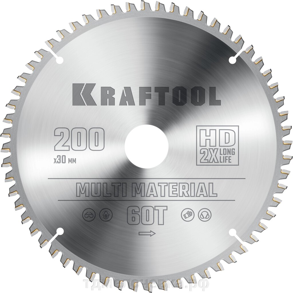 KRAFTOOL Multi Material, 200 х 30 мм, 60Т, пильный диск по алюминию (36953-200-30) от компании ТД МЕЛОЧевка (товары для дома от метизов до картриджей) - фото 1