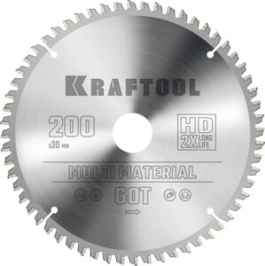 KRAFTOOL Multi Material, 200 х 30 мм, 60Т, пильный диск по алюминию (36953-200-30)