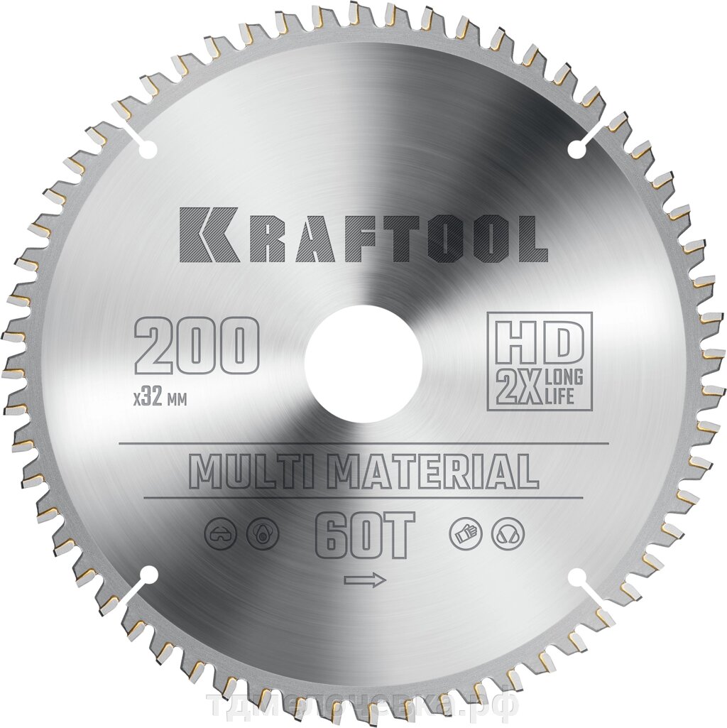 KRAFTOOL Multi Material, 200 х 32 мм, 60Т, пильный диск по алюминию (36953-200-32) от компании ТД МЕЛОЧевка (товары для дома от метизов до картриджей) - фото 1