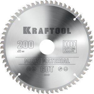 KRAFTOOL Multi Material, 200 х 32 мм, 60Т, пильный диск по алюминию (36953-200-32)