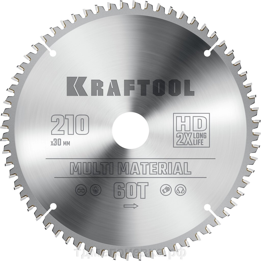 KRAFTOOL Multi Material, 210 х 30 мм, 64Т, пильный диск по алюминию (36953-210-30) от компании ТД МЕЛОЧевка (товары для дома от метизов до картриджей) - фото 1