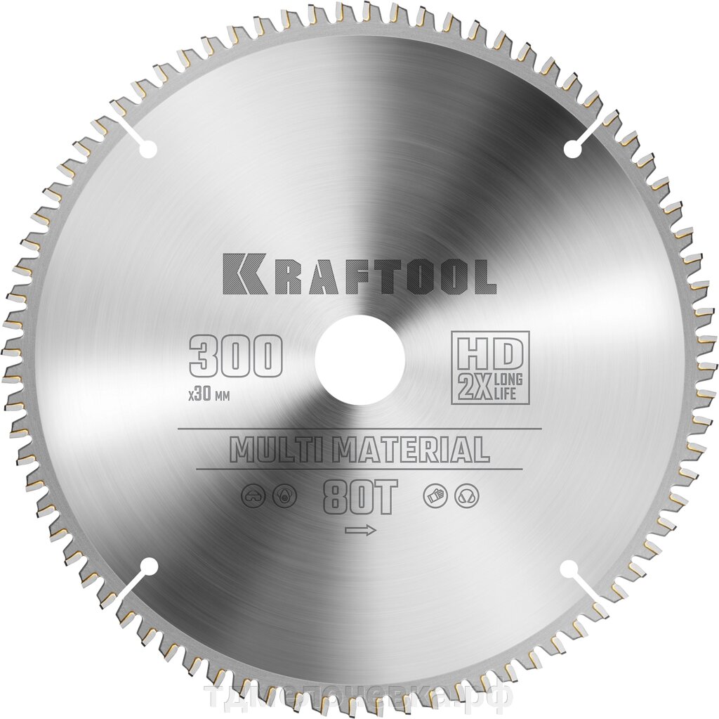 KRAFTOOL Multi Material, 300 х 30 мм, 80Т, пильный диск по алюминию (36953-300-30) от компании ТД МЕЛОЧевка (товары для дома от метизов до картриджей) - фото 1