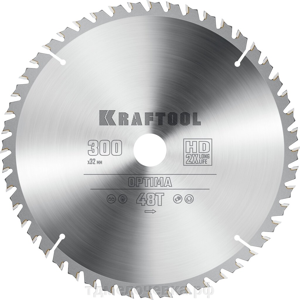 KRAFTOOL Optima, 300 х 32 мм, 48Т, пильный диск по дереву (36951-300-32) от компании ТД МЕЛОЧевка (товары для дома от метизов до картриджей) - фото 1