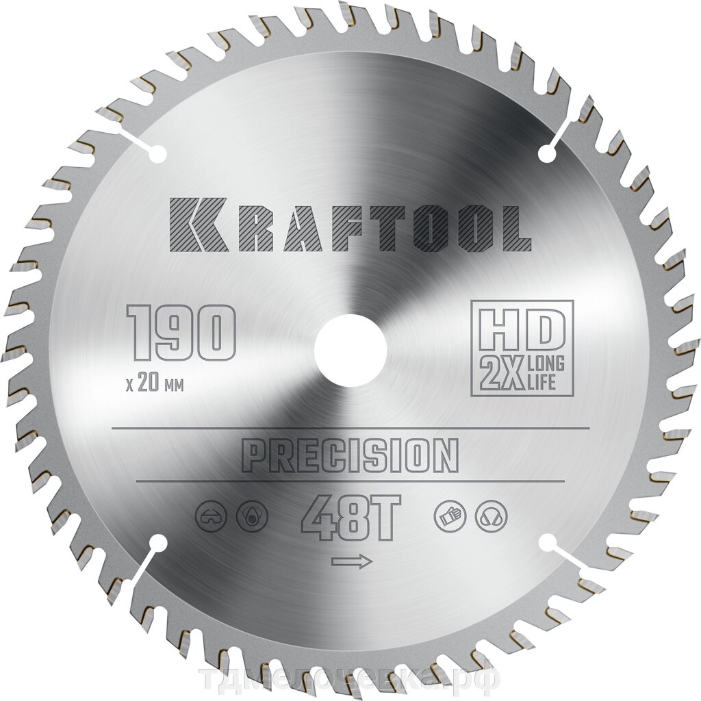 KRAFTOOL Precision, 190 х 20 мм, 48Т, пильный диск по дереву (36952-190-20) от компании ТД МЕЛОЧевка (товары для дома от метизов до картриджей) - фото 1