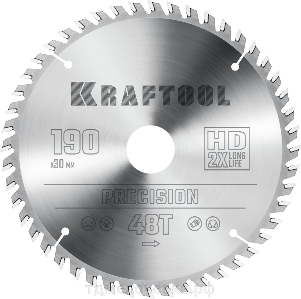 KRAFTOOL Precision, 190 х 30 мм, 48Т, пильный диск по дереву (36952-190-30) от компании ТД МЕЛОЧевка (товары для дома от метизов до картриджей) - фото 1