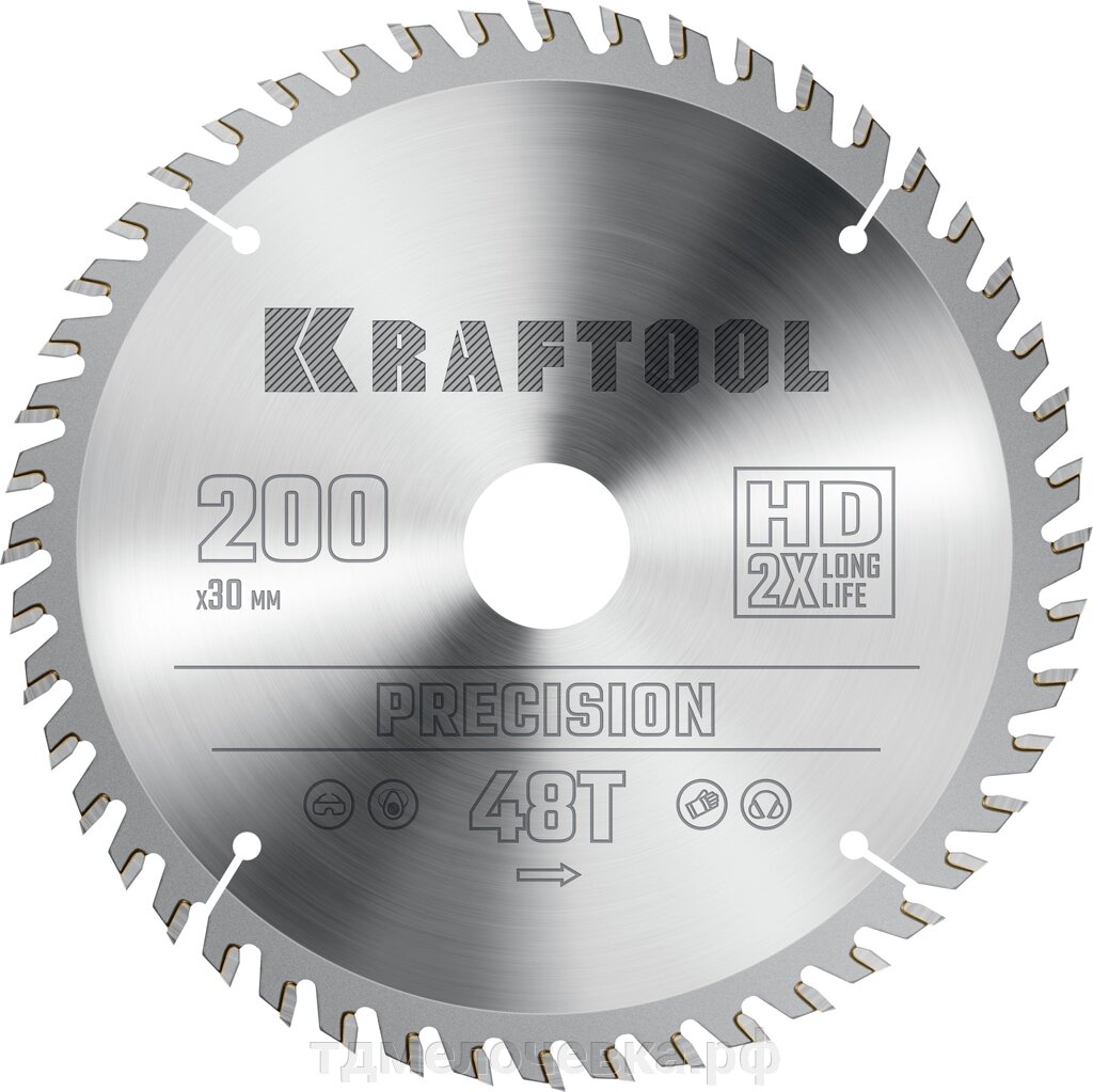 KRAFTOOL Precision, 200 х 30 мм, 48Т, пильный диск по дереву (36952-200-30) от компании ТД МЕЛОЧевка (товары для дома от метизов до картриджей) - фото 1