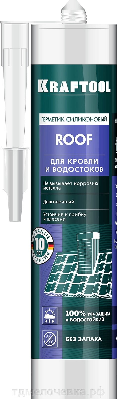 KRAFTOOL ROOF, 300 мл, черный, кровельный силиконовый герметик (41258-4) от компании ТД МЕЛОЧевка (товары для дома от метизов до картриджей) - фото 1