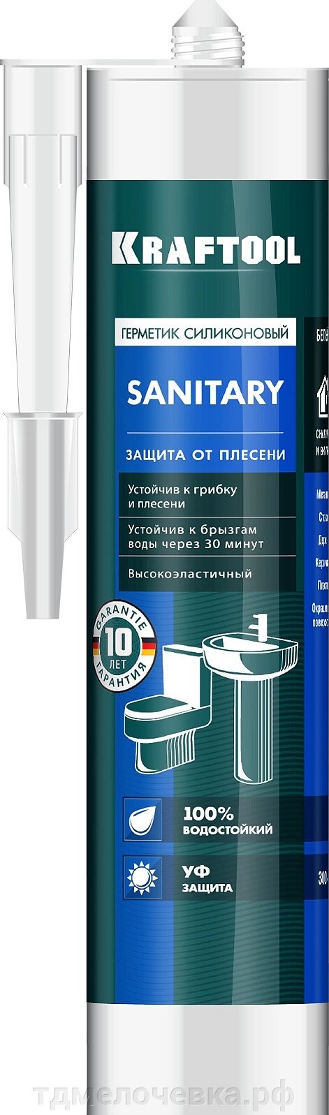 KRAFTOOL SANITARY, 300 мл, белый, санитарный силиконовый герметик (41255-0) от компании ТД МЕЛОЧевка (товары для дома от метизов до картриджей) - фото 1