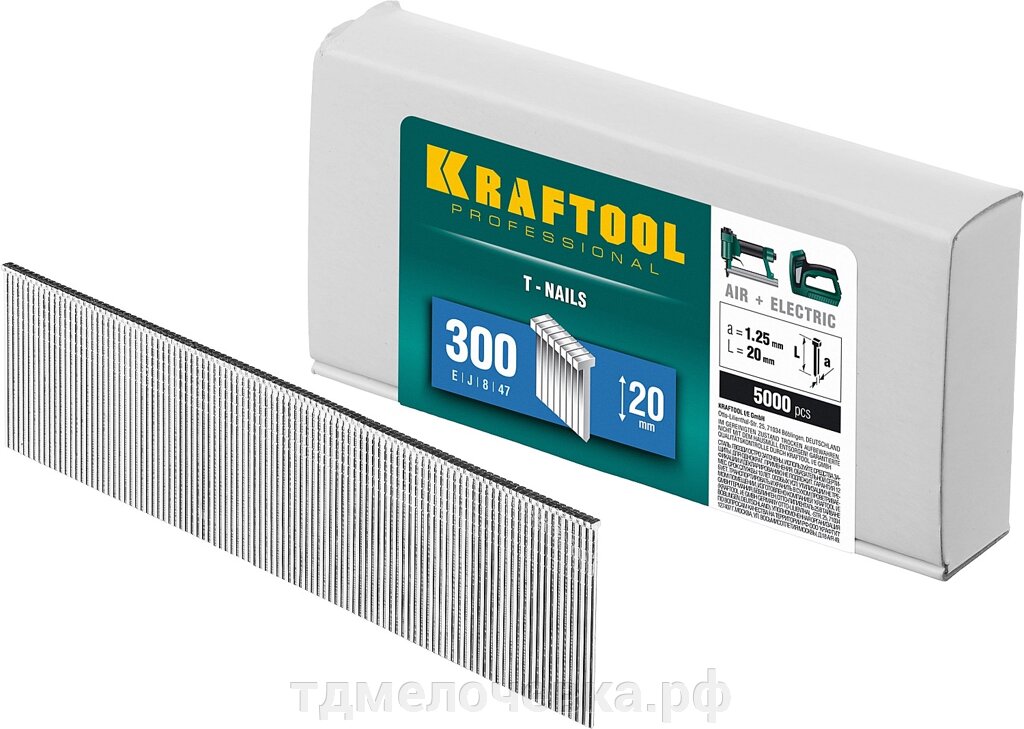 KRAFTOOL тип 18GA (47/300/F) 20 мм, 5000 шт, гвозди для нейлера (31785-20) от компании ТД МЕЛОЧевка (товары для дома от метизов до картриджей) - фото 1