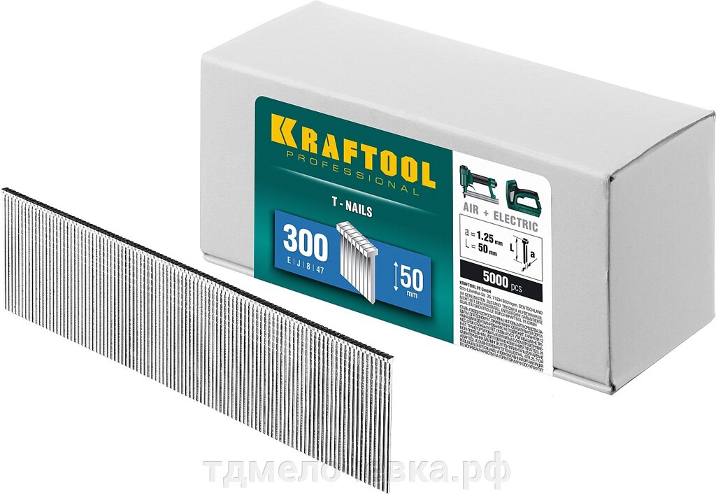 KRAFTOOL тип 18GA (47/300/F) 50 мм, 5000 шт, гвозди для нейлера (31785-50) от компании ТД МЕЛОЧевка (товары для дома от метизов до картриджей) - фото 1