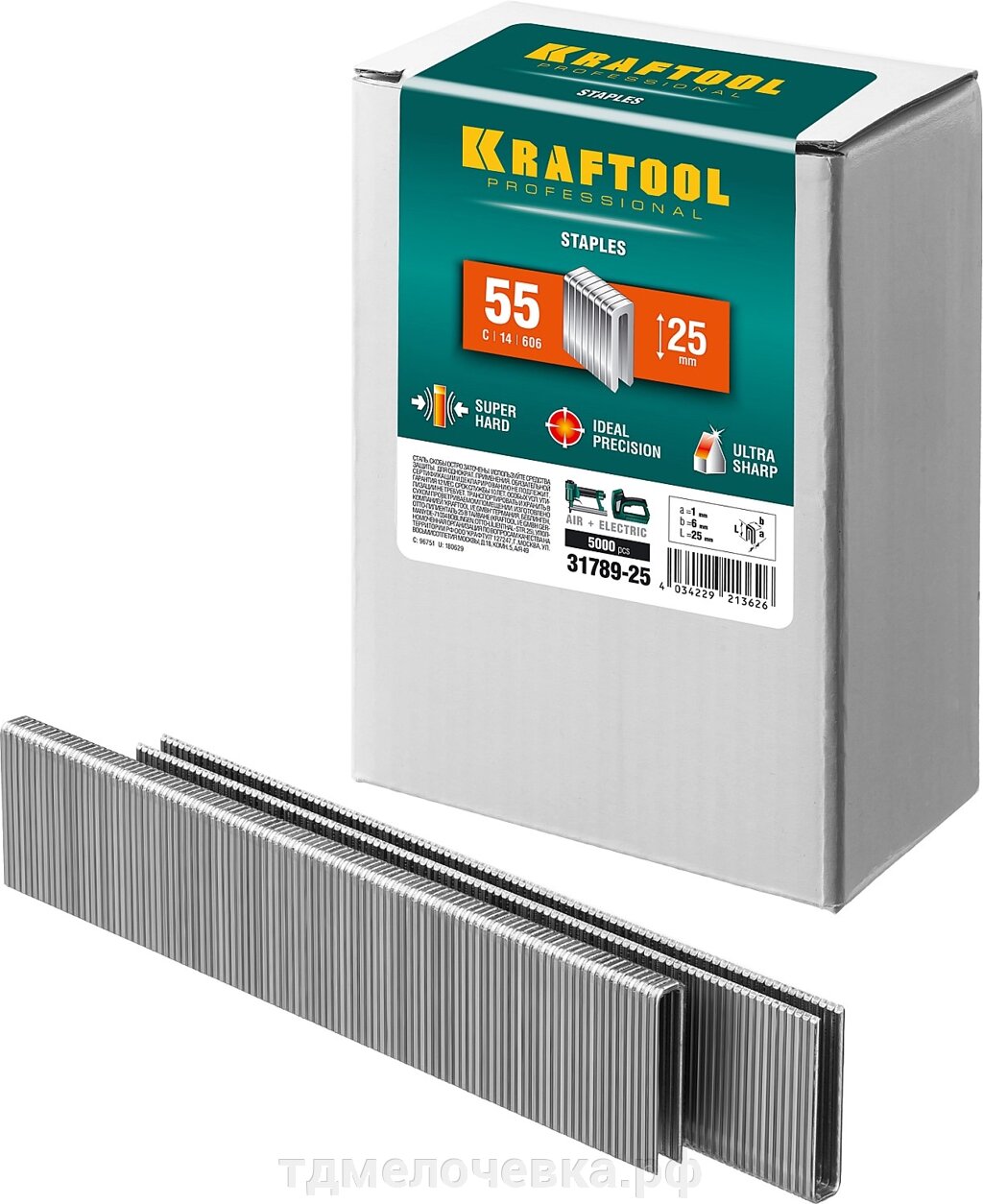 KRAFTOOL тип 18GA (55/90/C) 25 мм, 5000 шт, скобы для степлера (31789-25) от компании ТД МЕЛОЧевка (товары для дома от метизов до картриджей) - фото 1