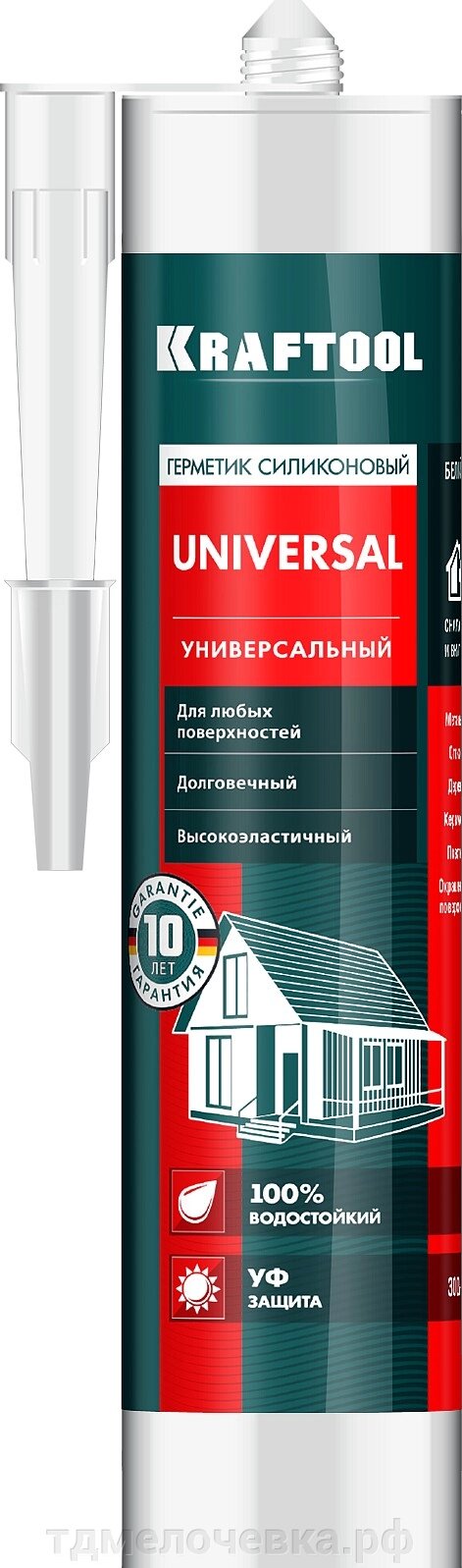 KRAFTOOL UNIVERSAL, 300 мл, белый, универсальный силиконовый герметик (41253-0) от компании ТД МЕЛОЧевка (товары для дома от метизов до картриджей) - фото 1