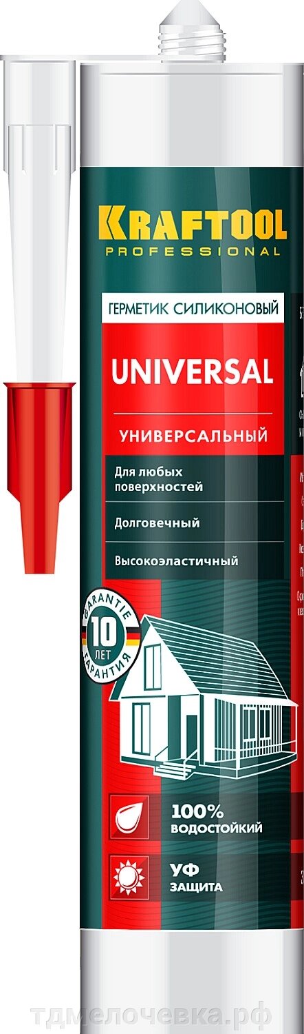 KRAFTOOL UNIVERSAL, 300 мл, белый, универсальный силиконовый герметик (41253-0) от компании ТД МЕЛОЧевка (товары для дома от метизов до картриджей) - фото 1