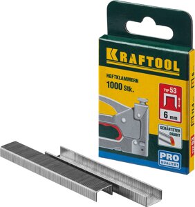 KRAFTOOL узкие, тип 53 (A/10/JT21) 23GA 18 мм, 1000 шт, скобы для степлера (31670-18)