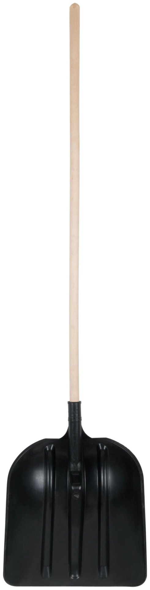 Лопата для уборки снега пластиковая, деревянный черенок 400х470х1600 мм от компании ТД МЕЛОЧевка (товары для дома от метизов до картриджей) - фото 1