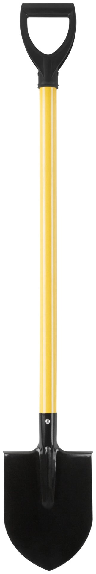 Лопата штыковая ЛКМ, с желтым металлизированным черенком и V-ручкой  185х235х1060 мм от компании ТД МЕЛОЧевка (товары для дома от метизов до картриджей) - фото 1