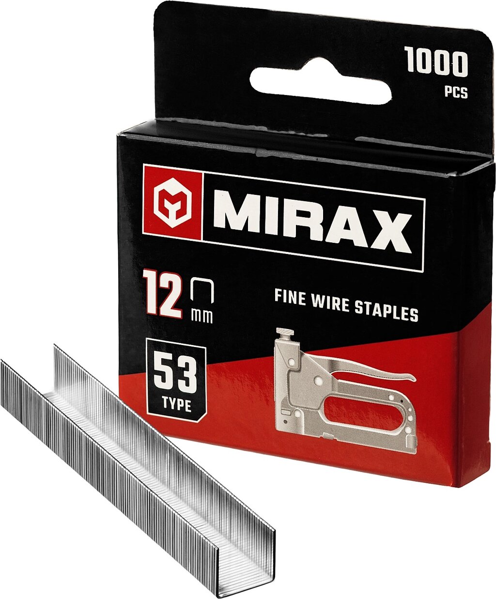 MIRAX 12 мм скобы для степлера узкие тип 53, 1000 шт от компании ТД МЕЛОЧевка (товары для дома от метизов до картриджей) - фото 1