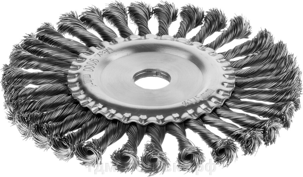 MIRAX 175 мм, жгутированная стальная проволока 0.5 мм, щетка дисковая для УШМ (35140-175) от компании ТД МЕЛОЧевка (товары для дома от метизов до картриджей) - фото 1