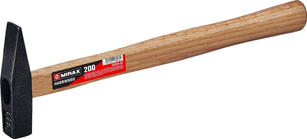 MIRAX 200 молоток слесарный с деревянной рукояткой от компании ТД МЕЛОЧевка (товары для дома от метизов до картриджей) - фото 1