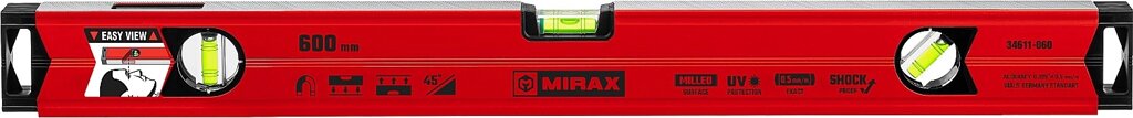MIRAX 600 мм магнитный строительный уровень от компании ТД МЕЛОЧевка (товары для дома от метизов до картриджей) - фото 1