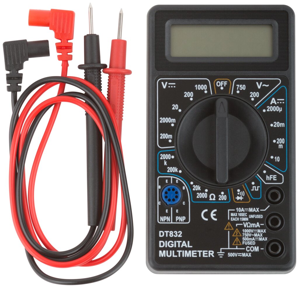 Мультиметр 0,1 мВ-1000 В; 0,1 В-750 В; 1 мкА-10 А; 0,1 Ом-2 МОм; коробка от компании ТД МЕЛОЧевка (товары для дома от метизов до картриджей) - фото 1