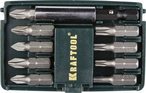 Набор бит ″COMPACT-10″ с магнитным адаптером, KRAFTOOL 26130-H10, в мини бит-боксе, 10 предметов