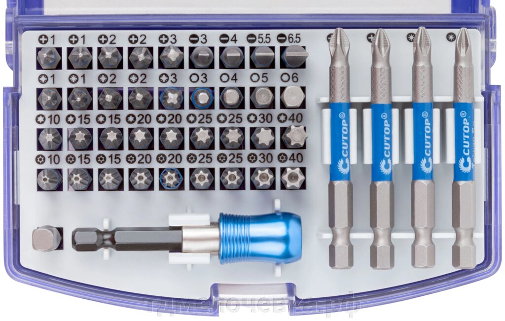 Набор бит в пластиковом боксе "Монтажный", Cutop profi, 42 предмета от компании ТД МЕЛОЧевка (товары для дома от метизов до картриджей) - фото 1