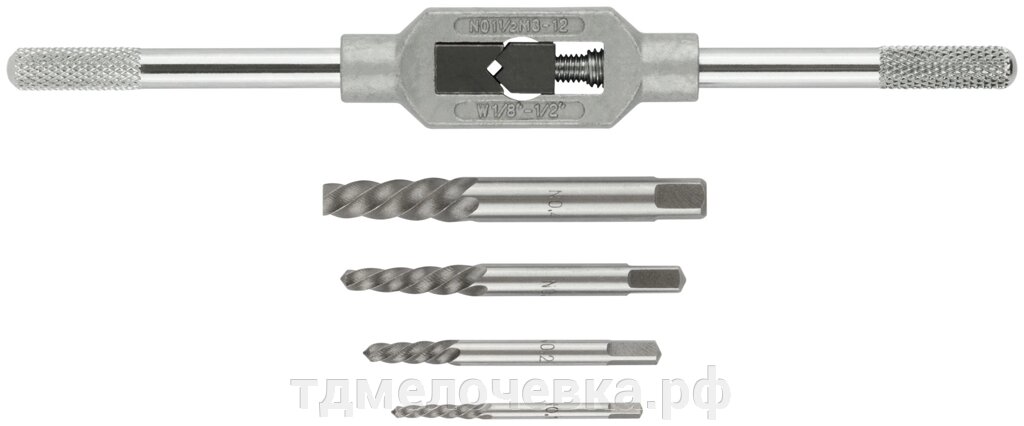 Набор экстракторов Профи, быстрорежущая HSS сталь, 4 шт., с метчикодержателем от компании ТД МЕЛОЧевка (товары для дома от метизов до картриджей) - фото 1