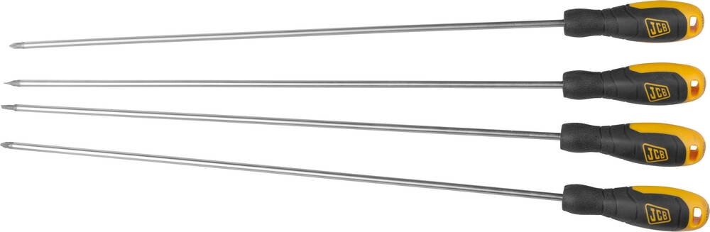 Набор JCB: Отвертки, хромомолибденовая сталь S2, двухкомпонентные рукоятки, магнитный наконечник, 4 предм от компании ТД МЕЛОЧевка (товары для дома от метизов до картриджей) - фото 1