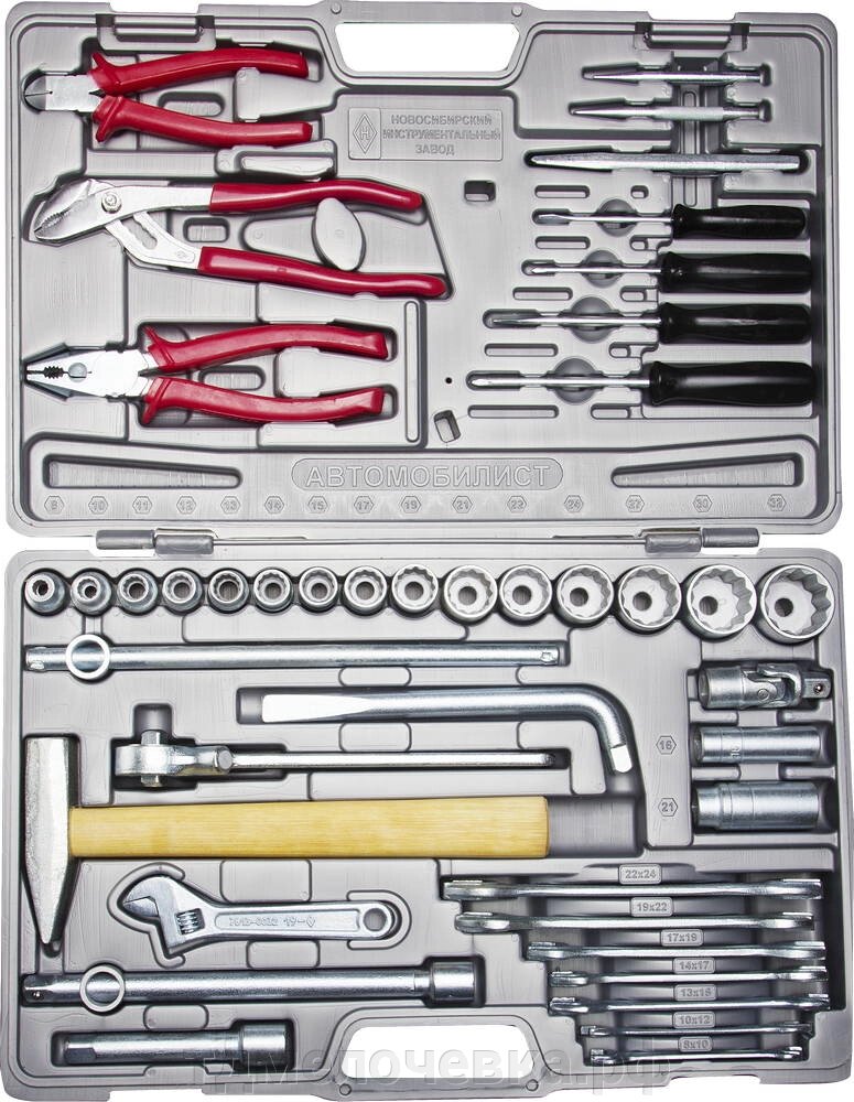 НИЗ ″АВТОМОБИЛИСТ-1″, 42 шт, 1/2″, набор слесарно-монтажного инструмента в пластиковом кейсе (27625-H42) от компании ТД МЕЛОЧевка (товары для дома от метизов до картриджей) - фото 1