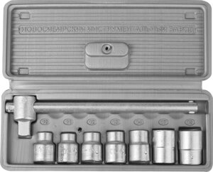 НИЗ Шоферский инструмент №1, 8 предм., 1/2″набор торцовых головок в пластиковом кейсе (2761-10)
