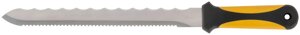 Нож для резки теплоизоляционных плит, двустороннее лезвие 240х27 мм, нерж. сталь, прорезиненная ручка