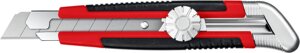 Нож обрезиненный с винтовым фиксатором, сегмент. лезвия 18 мм