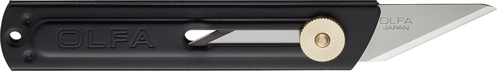 Нож OLFA хозяйственный металлический корпус, с выдвижным 2-х сторонним лезвием, 18мм от компании ТД МЕЛОЧевка (товары для дома от метизов до картриджей) - фото 1