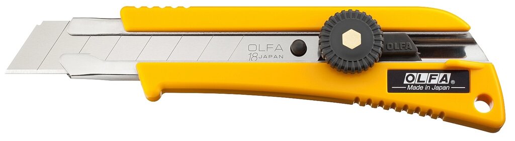 Нож OLFA с выдвижным лезвием эргономичный с резиновыми накладками, 18мм от компании ТД МЕЛОЧевка (товары для дома от метизов до картриджей) - фото 1