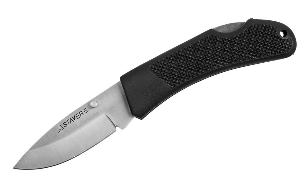 Нож STAYER складной с обрезиненной ручкой, средний от компании ТД МЕЛОЧевка (товары для дома от метизов до картриджей) - фото 1