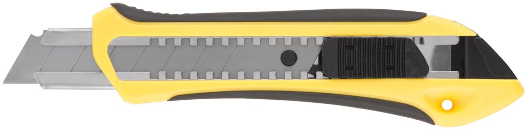 Нож технический 18 мм усиленный прорезиненный, 2-х сторонняя автофиксация, 10245 от компании ТД МЕЛОЧевка (товары для дома от метизов до картриджей) - фото 1
