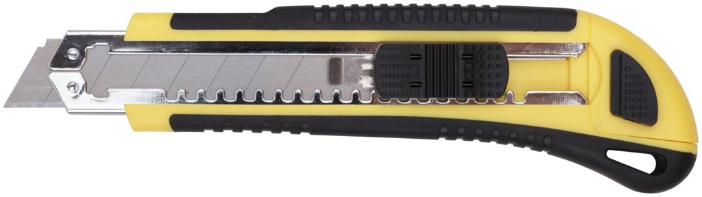 Нож технический 18 мм усиленный прорезиненный, кассета 3 лезвия, Профи от компании ТД МЕЛОЧевка (товары для дома от метизов до картриджей) - фото 1