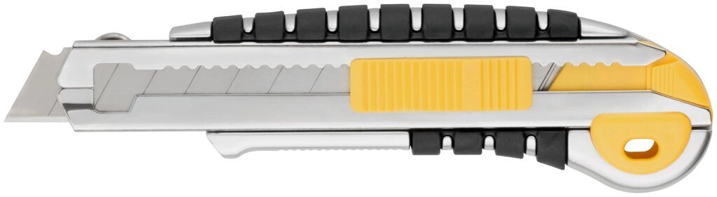 Нож технический 18 мм усиленный прорезиненный, кассета 5 лезвий, Профи от компании ТД МЕЛОЧевка (товары для дома от метизов до картриджей) - фото 1