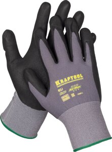 Перчатки с покрытием из вспененного нитрила KRAFTOOL эластичные, для точных работ, размер M