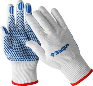 Перчатки с точками увеличенного размера ЗУБР ТОЧКА+мягкое покрытие, ПВХ-гель покрытием, размер S-M